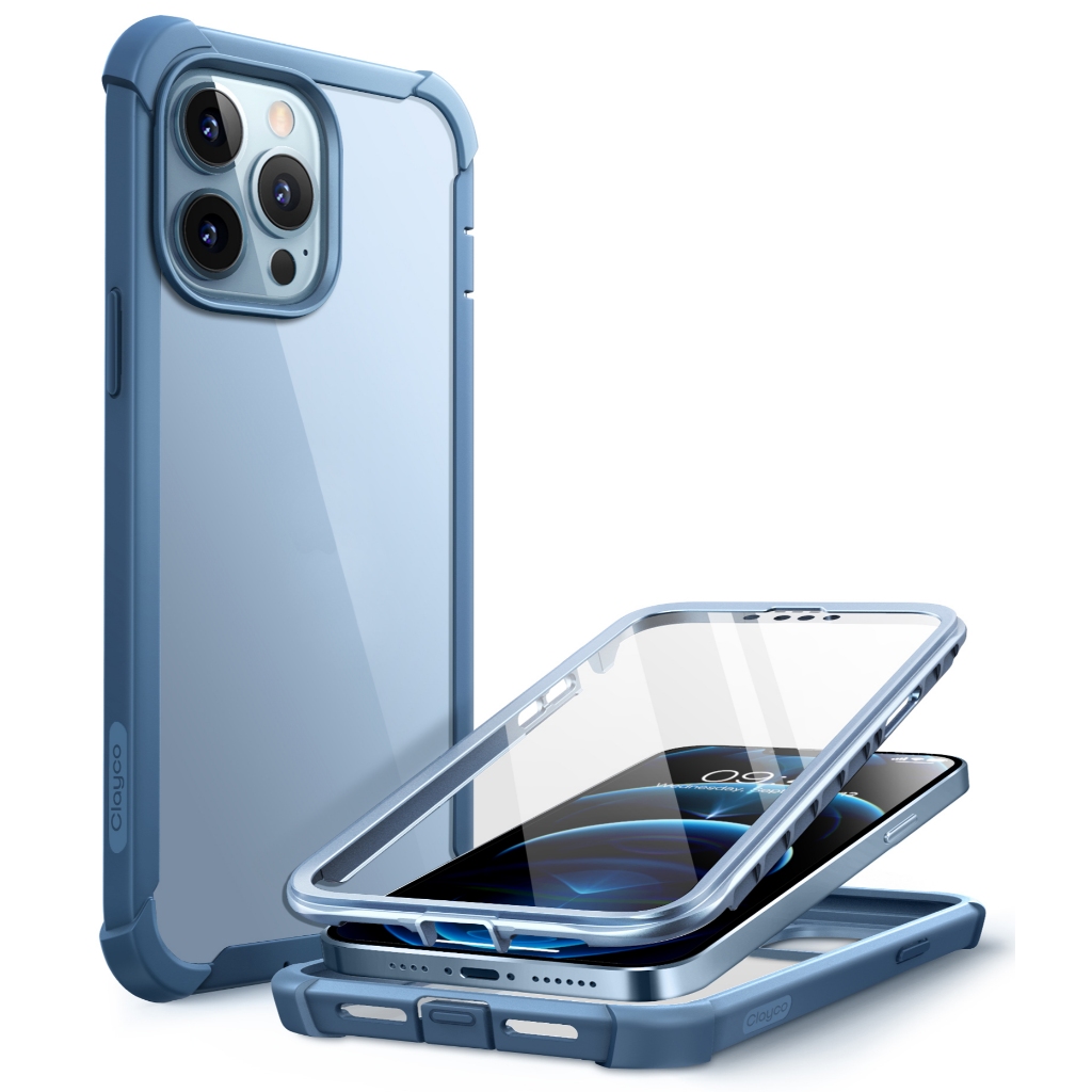 Clayco Forzaป้องกันกรณีสําหรับiPhone 13 Pro Max 6.7 นิ้ว 2021 ปล่อยในตัวป้องกันหน้าจอDual LayerทนทานฝาครอบFull Body Soft TPUกันชน