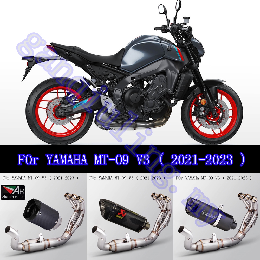 สําหรับ Yamaha MT09 MT-09 V3 2021 20222023 รถจักรยานยนต์ชุดเต็มระบบไอเสียท่อสแตนเลสด้านหน้าท่อ