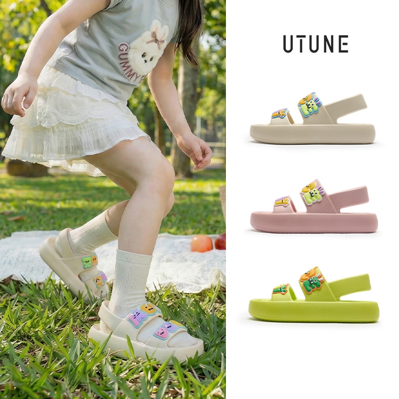 UTUNE รองเท้าแตะเด็ก EVA นุ่ม เบา ใส่สบาย ลายการ์ตูนน่ารัก กันน้ำ กันลื่น ใส่ชายหาด กลางแจ้ง ลุยน้ำ สำหรับเด็กโต