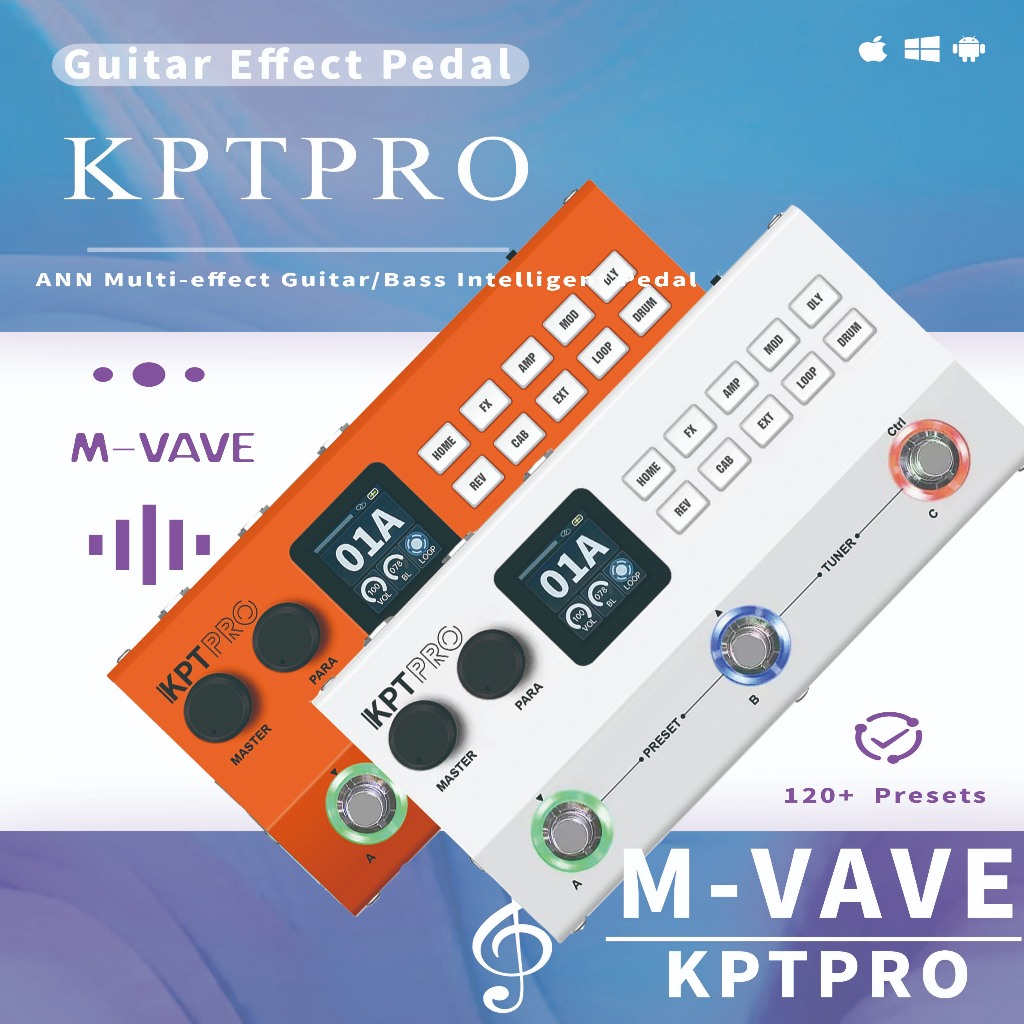 M-VAVE KPT PRO Guitar Effect Pedal,Loop ,Drum พร้อมลดเสียงรบกวน, การบีบอัด, EQ, Delay, Reverb,TANK G