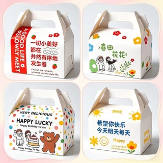 50pc ตัวกล่องขนมหวานใช้ครั้งเดียวหนาแน่น、กล่องขนมฝรั่งพกพา、กล่องบรรจุเค้กชิ้นเล็กสามเหลี่ยม/ เค้กมีหูหิ้ว ลายน่ารักหลายแบบ ขนมอเนกประสงค์ ใช้ได้ทุกร้านค้า - เบเกอรี่ กาแฟ ผลไม้ เครื่องเขียน คอสเมติก สะดวกซื้อ ร้านขายเสื้อผ้า ทนทานใช้งานได้ยาวนาน