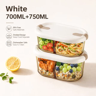 Watsuno.Borosilicate กล่องอาหารกลางวันแก้ว ไมโครเวฟ-ปลอดภัย, ป้องกันการรั่ว, ทนความร้อนและเย็น ภาชนะบรรจุอาหาร (700–750ml)