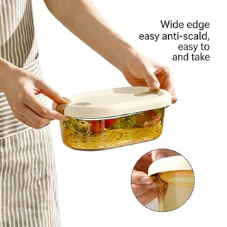 Watsuno.Borosilicate กล่องอาหารกลางวันแก้ว ไมโครเวฟ-ปลอดภัย, ป้องกันการรั่ว, ทนความร้อนและเย็น ภาชนะบรรจุอาหาร (700–750ml)