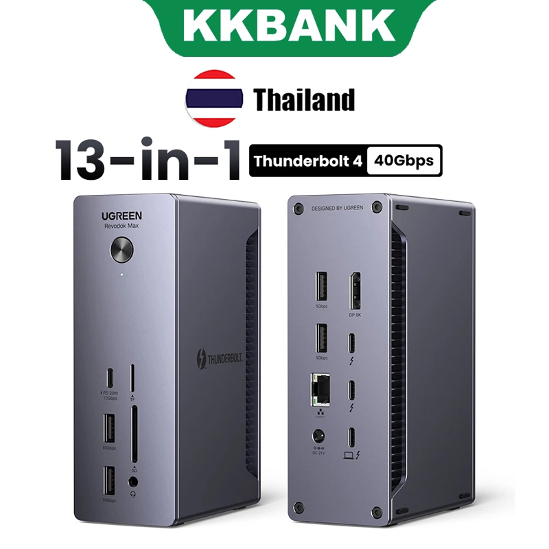 UGREEN Revodk 13-in-1 Thunderbolt 4 Dock 40Gbps Dual Support 4K@60Hz หรือ 8K, 90W Hub Charger
