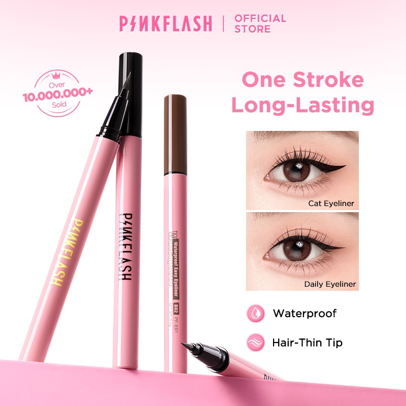 Pinkflash Ohmypinkflash Ohmyline ดินสอเขียนขอบตา สีน้ําตาลดํา กันน้ํา ติดทนนาน 2 สี