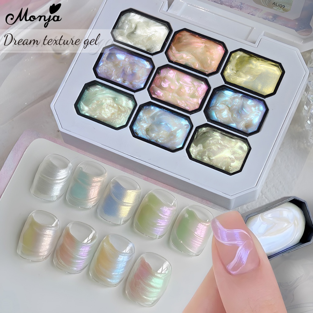 Monja เล็บ UV เจล Polish Magic Aurora Fairy ภาพวาด 3D การสร้างแบบจําลอง กระจกแป้งเคลือบเงา Palette