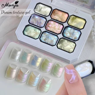 Monja เล็บ UV เจล Polish Magic Aurora Fairy ภาพวาด 3D การสร้างแบบจําลอง กระจกแป้งเคลือบเงา Palette