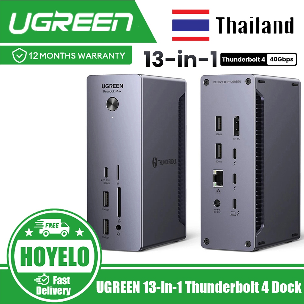 UGREEN Revodk 13-in-1 Thunderbolt 4 Dock 40Gbps Dual Support 4K@60Hz หรือ 8K, 90W Hub Charger