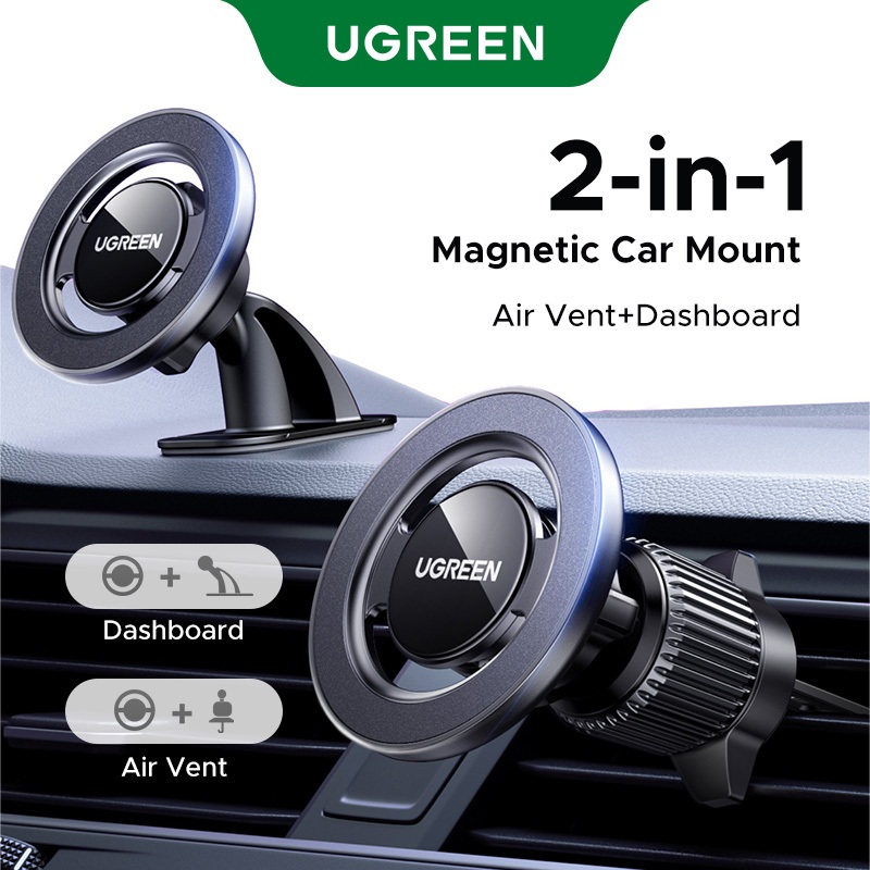 UGREEN 2-in-1 Magsafe Car Mount Air Vent Dashboard ที่วางโทรศัพท์ในรถยนต์ Strong Magnetic เข้ากันได้