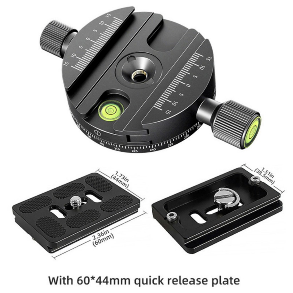 360° Panorama 60 มม.ขาตั้งกล้อง Quick Release Plate Clip seat ชุดสําหรับกล้อง DSLR