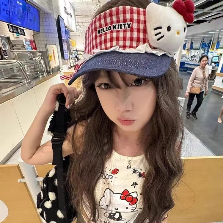 หมวกกลวง HelloKitty บังแดด ท่องเที่ยว การ์ตูน เหมาะสำหรับใส่กลางแจ้งในฤดูร้อน