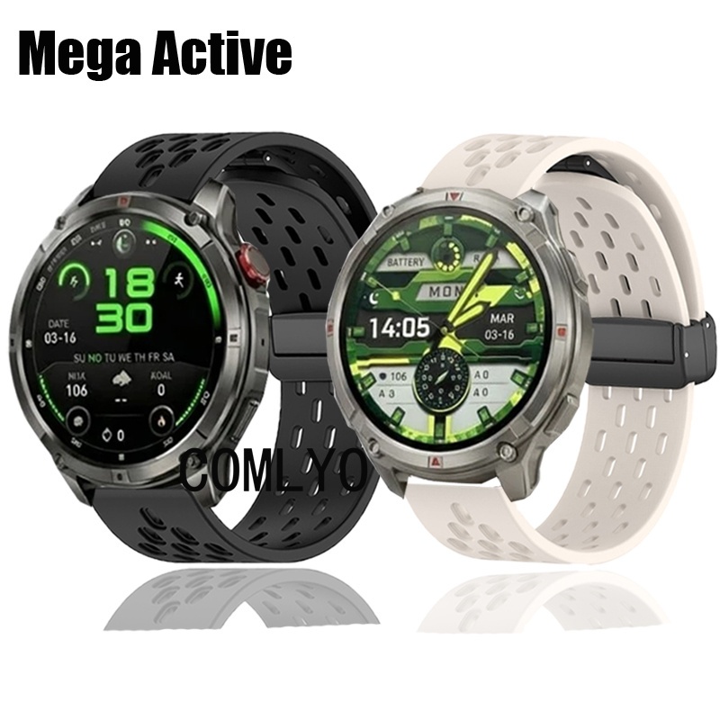 สําหรับ Axon Mega Active สายนาฬิกาอัจฉริยะซิลิโคนปุ่มแม่เหล็ก Softs Sports Band