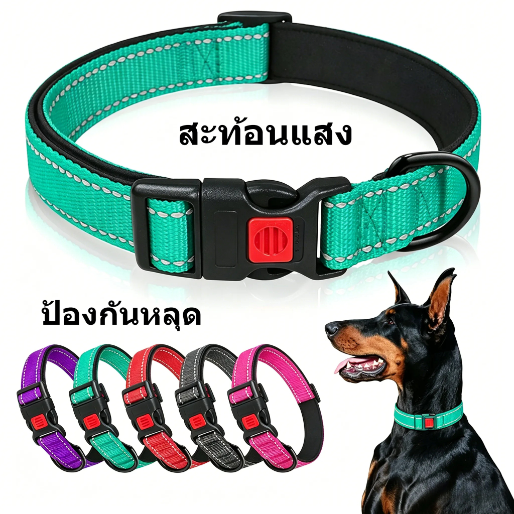 ปลอกคอสัตว์เลี้ยง แบบใหม่ สะท้อนแสง ระบายอากาศ ได้ทั้งแมวและสุนัข ปรับขนาดได้ ล็อคปลอดภัย ป้องกันหลุด เหมาะสายพันธุ์ทีดดี้ คอร์กี้ และแมวทุกสายพันธุ์