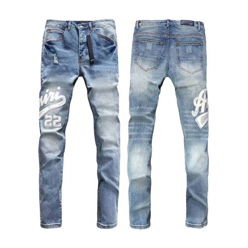AMIRI American High Street Letter ปัก Ripped Jeans Men