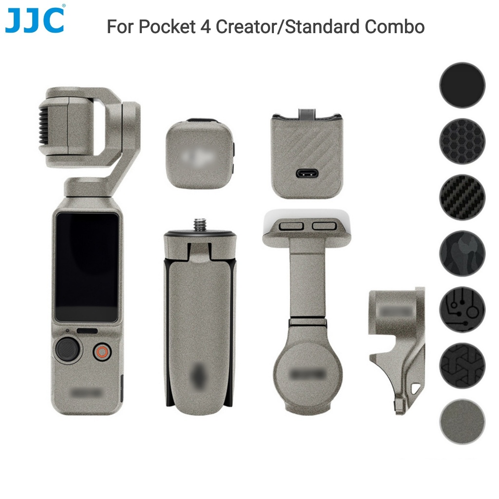 JJC Pocket 4 สติกเกอร์ตกแต่งป้องกันสำหรับกล้อง DJI Osmo Pocket 4 Creator Combo Standard 3M Skin Wrap Film สติกเกอร์