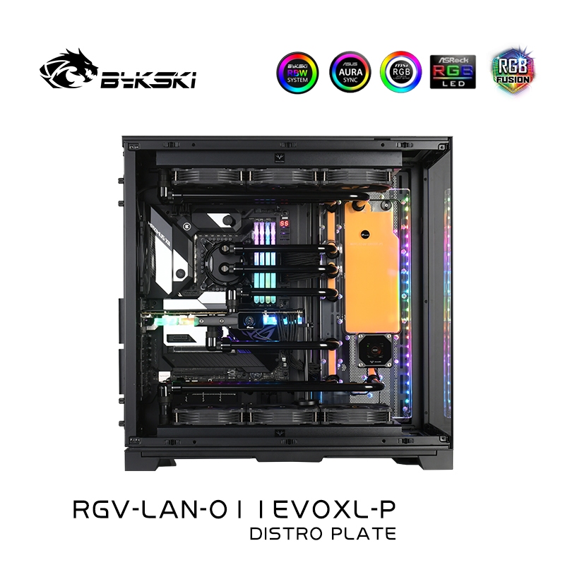Bykski RGV-LAN-O11EVOXL-P แผ่นกระจาย/ Manifold Solution สําหรับ Lian Li O11 EVO XL.