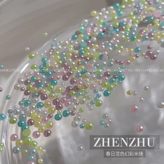 Rou Bao เล็บที่มีสีสันด้านล่างแบน Pearl Girly เรซิ่นเล็บ Art DIY Charms ตกแต่ง