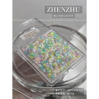 Rou Bao เล็บที่มีสีสันด้านล่างแบน Pearl Girly เรซิ่นเล็บ Art DIY Charms ตกแต่ง
