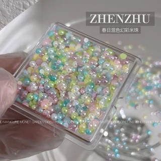 Rou Bao เล็บที่มีสีสันด้านล่างแบน Pearl Girly เรซิ่นเล็บ Art DIY Charms ตกแต่ง