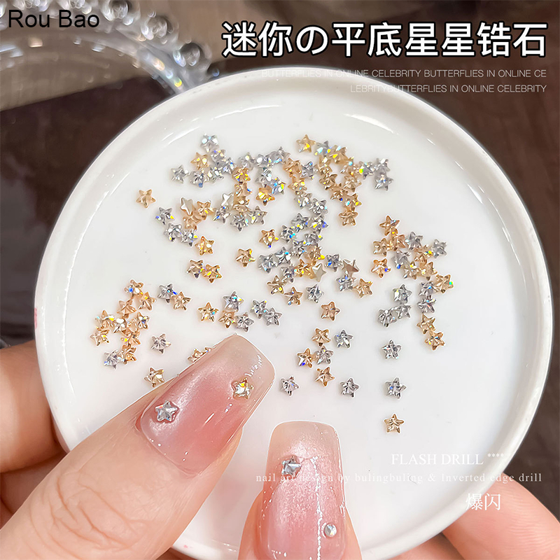Rou Bao 30 ชิ้นเล็บ 5A Mini Star Zircon Super Flash 3D เล็บตกแต่งศิลปะ
