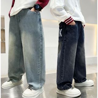 Denim Baggy Pants for Kids Boys 5-12Y Korean Style Christmas Party Outfit Maong Loose Pants for Boys