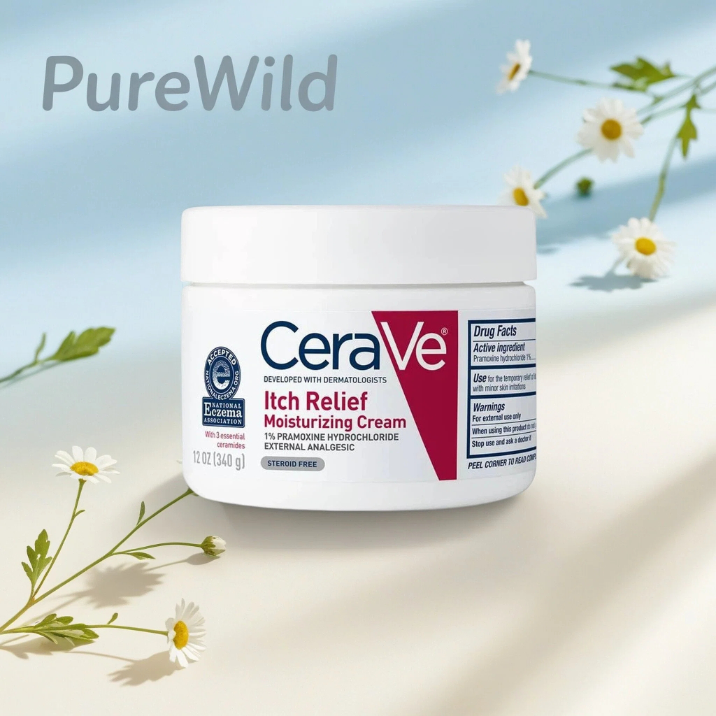 CeraVe Itch Relief Moisturizing Cream 340g, Steroid-Free Cream สําหรับผิวแห้ง คันที่มีเซราไมด์