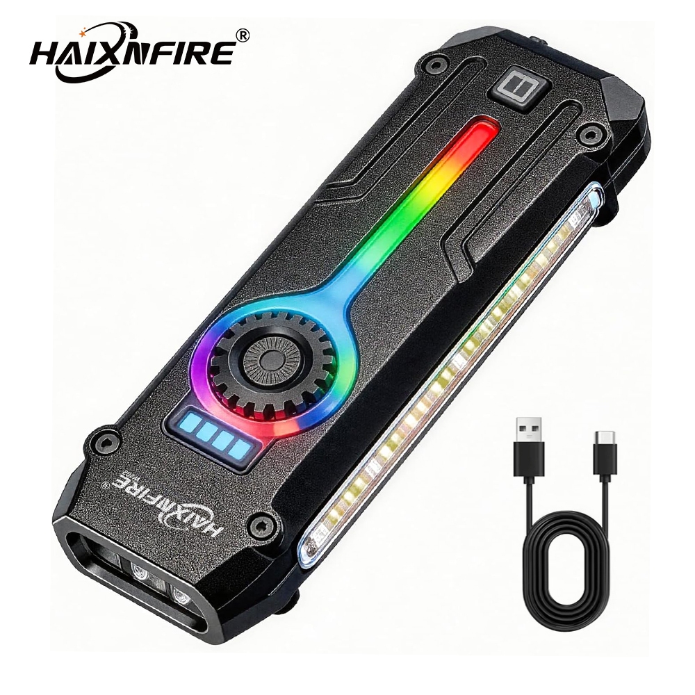 HaixnFire W202 ไฟตั้งแคมป์ 2500 ลูเมน สำหรับกลางแจ้งและEDC พร้อมแสงRGBและสามารถชาร์จไฟได้