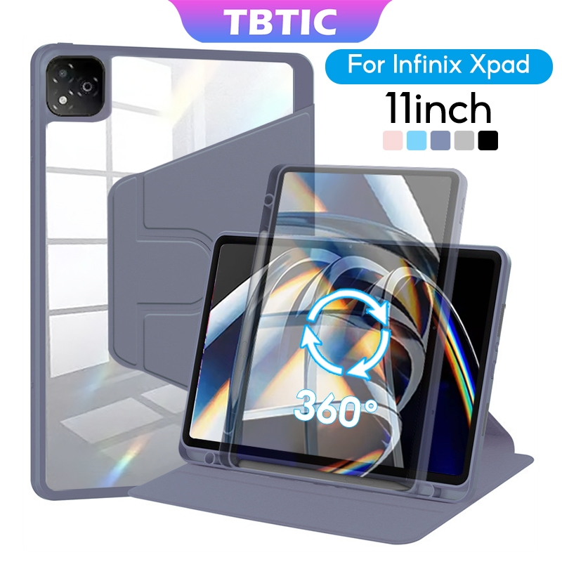 Tbtic สําหรับ Infinix XPAD กรณี 360 หมุนสําหรับเด็กพร้อมปากกาที่ใส่ดินสอ Slot Hard อะคริลิคกันกระแทกปลอก Auto Wake up
