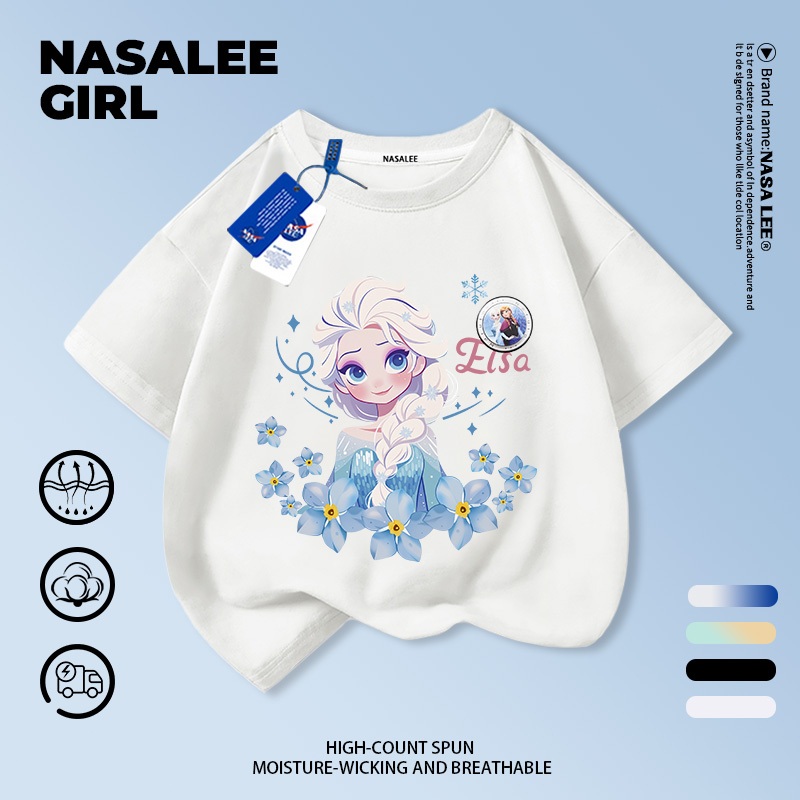 【จัดส่งจากกรุงเทพฯ】เสื้อผ้าฝ้ายสีขาวสำหรับเด็ก ลายเจ้าหญิงน้อยการ์ตูน น่ารัก สนุกสนาน ใส่แล้วระบายอากาศดี เหมาะสำหรับหน้าร้อน เป็นเสื้อแขนสั้น เหมาะสำหรับเด็กอายุ 3-16 ปี ทั้งช