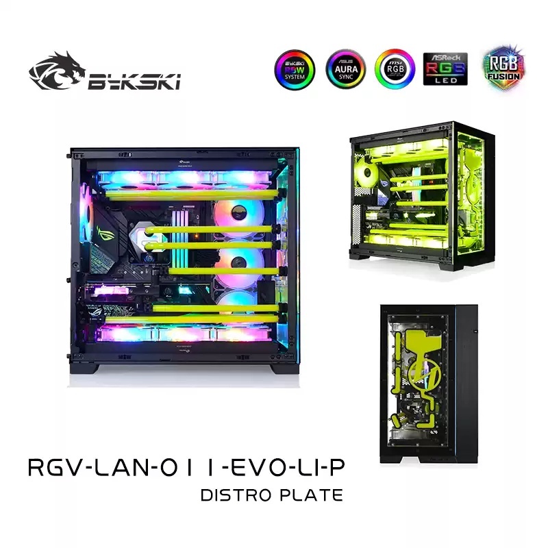 Bykski RGV-LAN-O11-EVO-LI-P แผ่นกระจาย Waterway สําหรับ Lian Li O11 EVO แชสซี