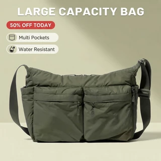 LEZOOM ผู้ชายและผู้หญิง Casual Crossbody กระเป๋าไหล่เดี่ยว สไตล์กันน้ําขนาดใหญ่ความจุกระเป๋า