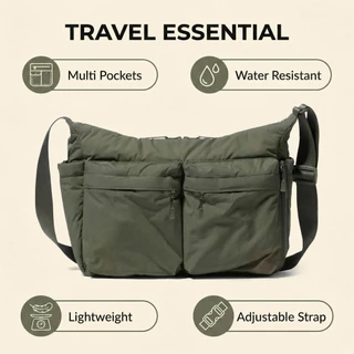 LEZOOM ผู้ชายและผู้หญิง Casual Crossbody กระเป๋าไหล่เดี่ยว สไตล์กันน้ําขนาดใหญ่ความจุกระเป๋า