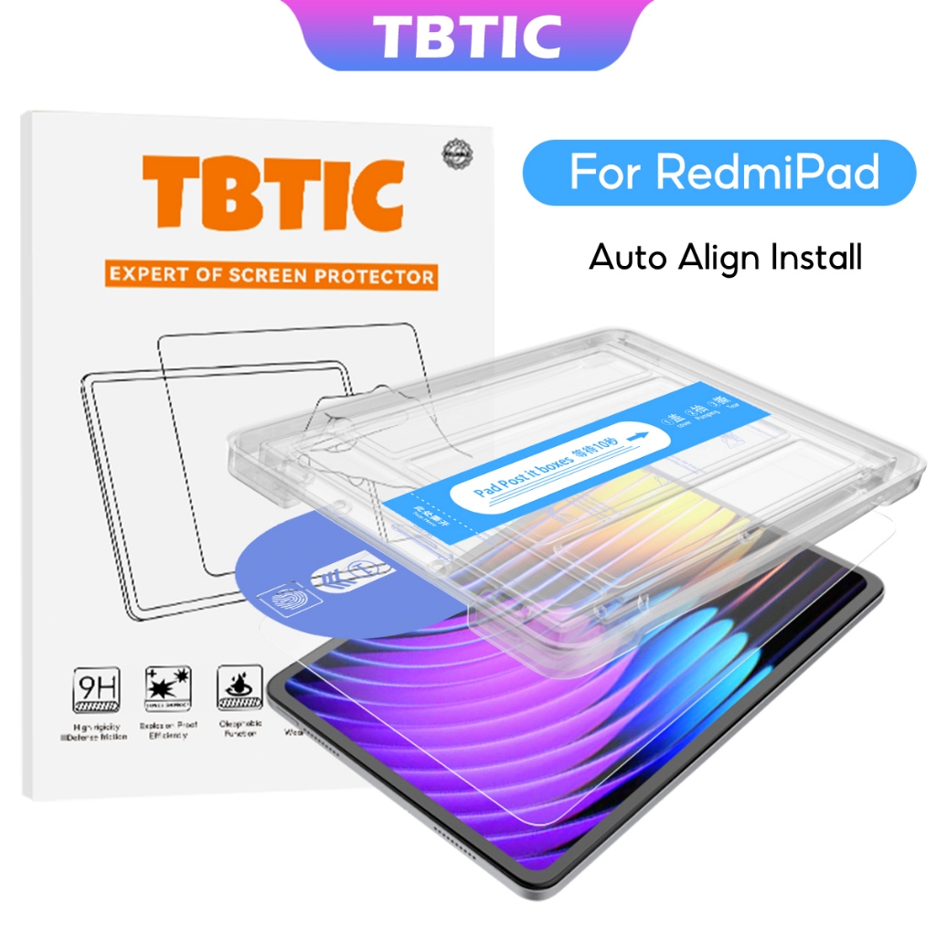 TBTIC กระจกนิรภัยสําหรับ Redmi Pad SE 11 10.61 8.7 Pro 12.1 นิ้วป้องกันหน้าจอพร้อมเครื่องมือจัดตําแหน่ง 9H ความแข็งฟองฟรี Full Coverage