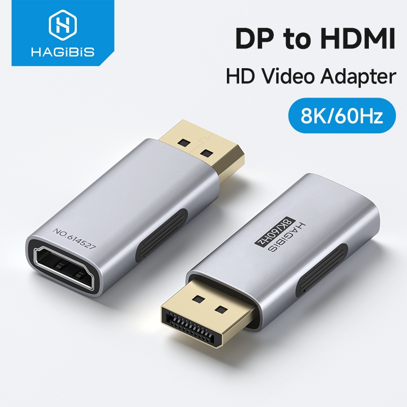 อะแดปเตอร์ Hagibis DisplayPort เป็น HDMI 8K60Hz DP ชายกับ HDMI หญิงเชื่อมต่อสายเคเบิลสําหรับแล็ปท็อป