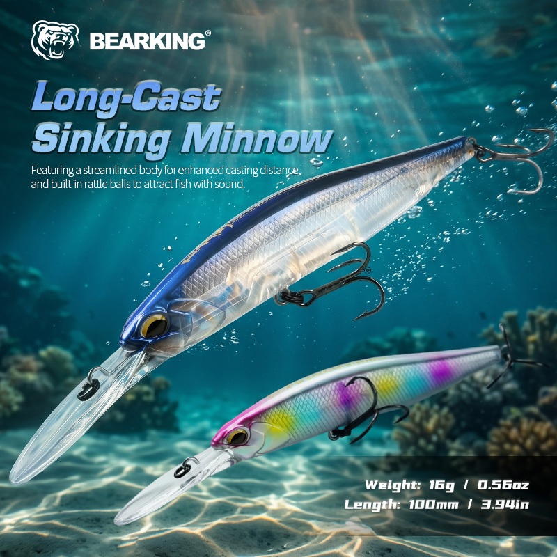 BEARKING 10 ซม.16g Lure WobblersCrankbaits Hard Lure Pike ประดิษฐ์ BaitFishing Tackle เบสปลาเทราท์เหยื่อตกปลา