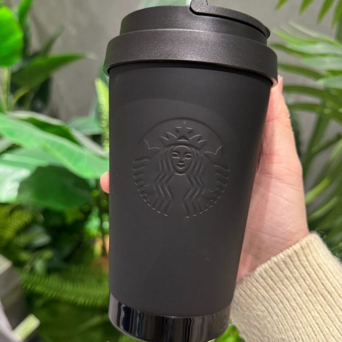 Starbucks Fujiwara Hiroshi Co-Branded แก้วเก็บความร้อนสแตนเลสสีดํา