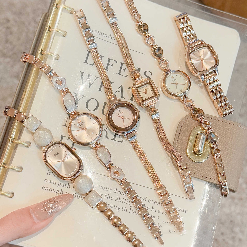 GEDI นาฬิกาสําหรับผู้หญิงเสือดาวพิมพ์ Steel Square Quartz Vintage นาฬิกาข้อมือผู้หญิง