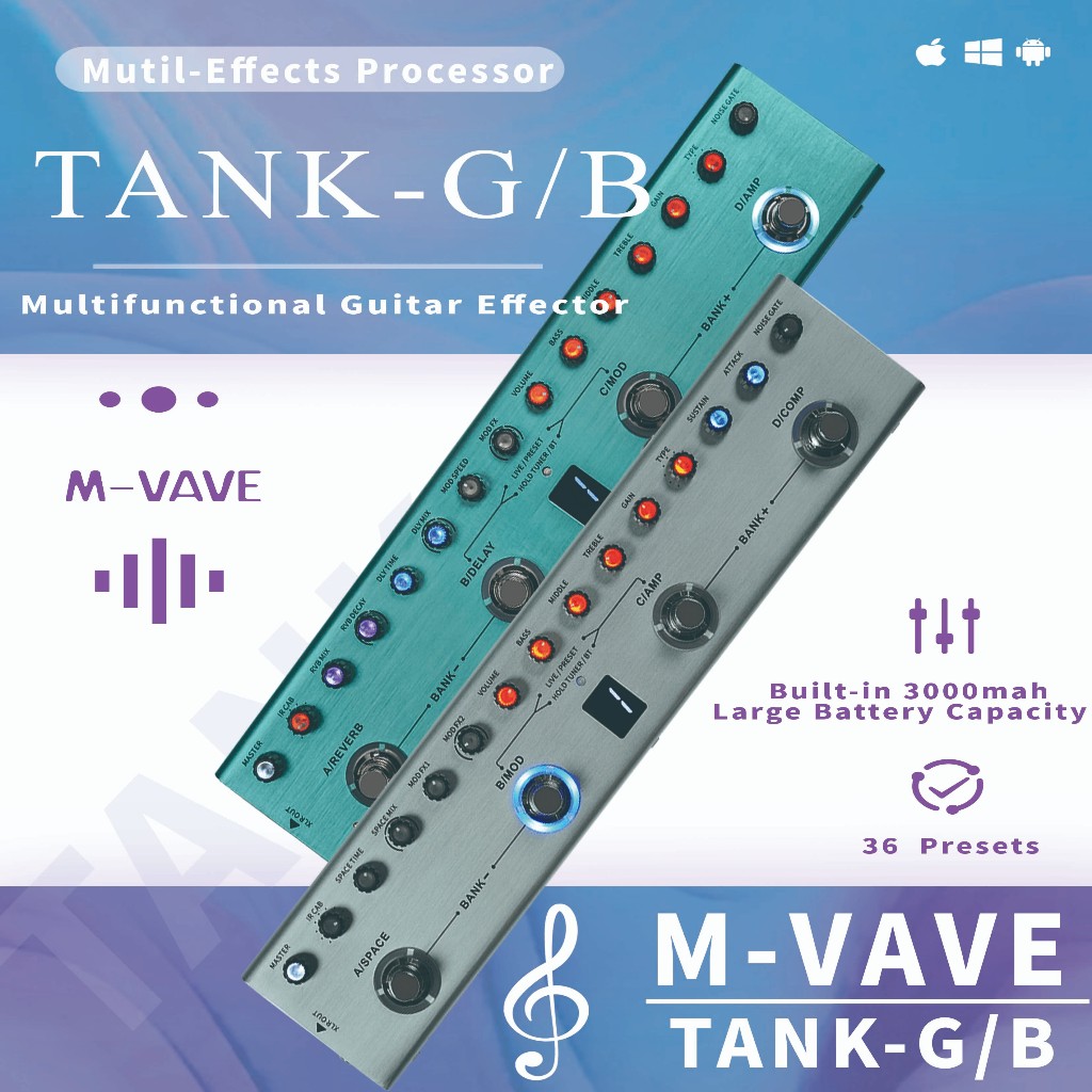 【การจัดส่งในท้องถิ่น】TANK-G V2/TANK-B V2 Multi-Function Guitar Effect Presets M VAVE multifunction p
