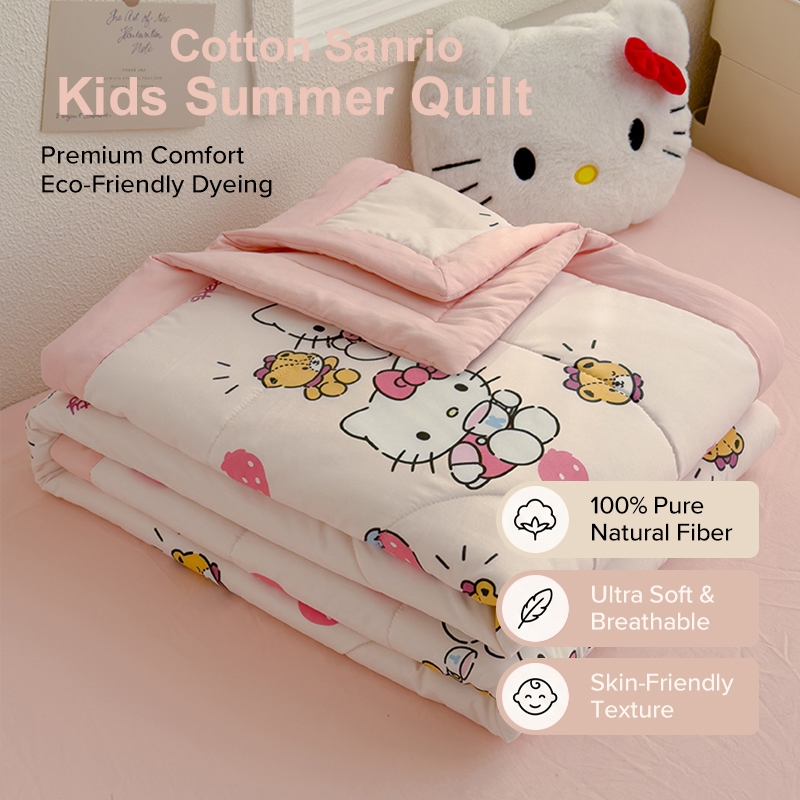 Sanrio ผ้าห่มฤดูร้อน ผ้าห่มเย็น 5ฟุต blanket kuromi Kitty ผ้าฝ้าย คิตตี้ blanket 6ฟุต 6.5ฟุต