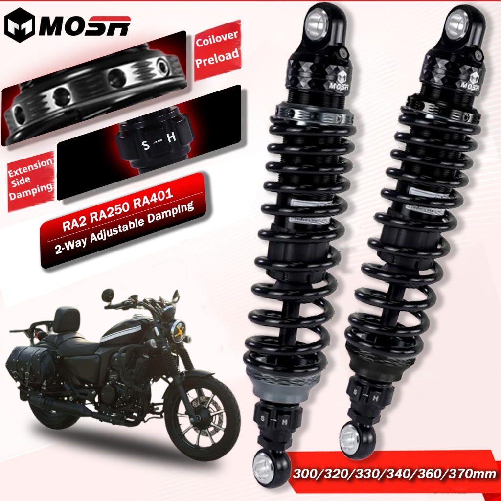 MOSR สําหรับ WMOTO RA2 RA250 RA401 AQS250 โช้คอัพหลัง 300/320/330/340/360/370 มม.2-Way ปรับ Preload 