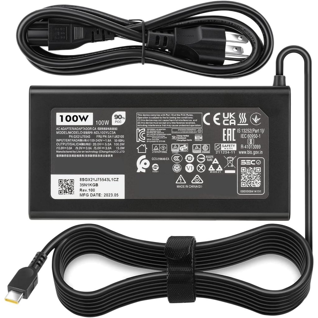 100W USB Type C แล็ปท็อป Charger Fit สําหรับ Lenovo ThinkBook Plus G3 13x 14G5 14G6 14s 14p 16G4 + 1