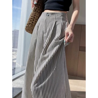 🖤ส่งไวจากไทย 🤍กางเกงผู้หญิง กางเกงขากว้าง เอวยางยืด เอวสูง ลายทาง ผ้าเบาสบาย ใส่สบาย ใส่ได้ทุกหุ่น