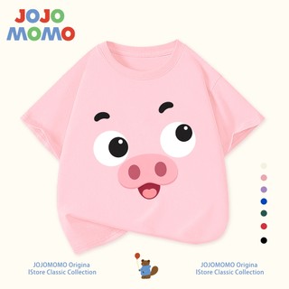 【ส่งในวันเดียวกัน】เสื้อยืดเด็ก ลายหมูการ์ตูนน่ารัก ไม่ต้องรีด ระบายอากาศดี ใส่สบาย สำหรับเด็ก 1-13 ปี แบบ Unisex