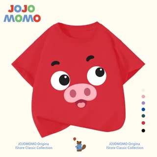 【ส่งในวันเดียวกัน】เสื้อยืดเด็ก ลายหมูการ์ตูนน่ารัก ไม่ต้องรีด ระบายอากาศดี ใส่สบาย สำหรับเด็ก 1-13 ปี แบบ Unisex