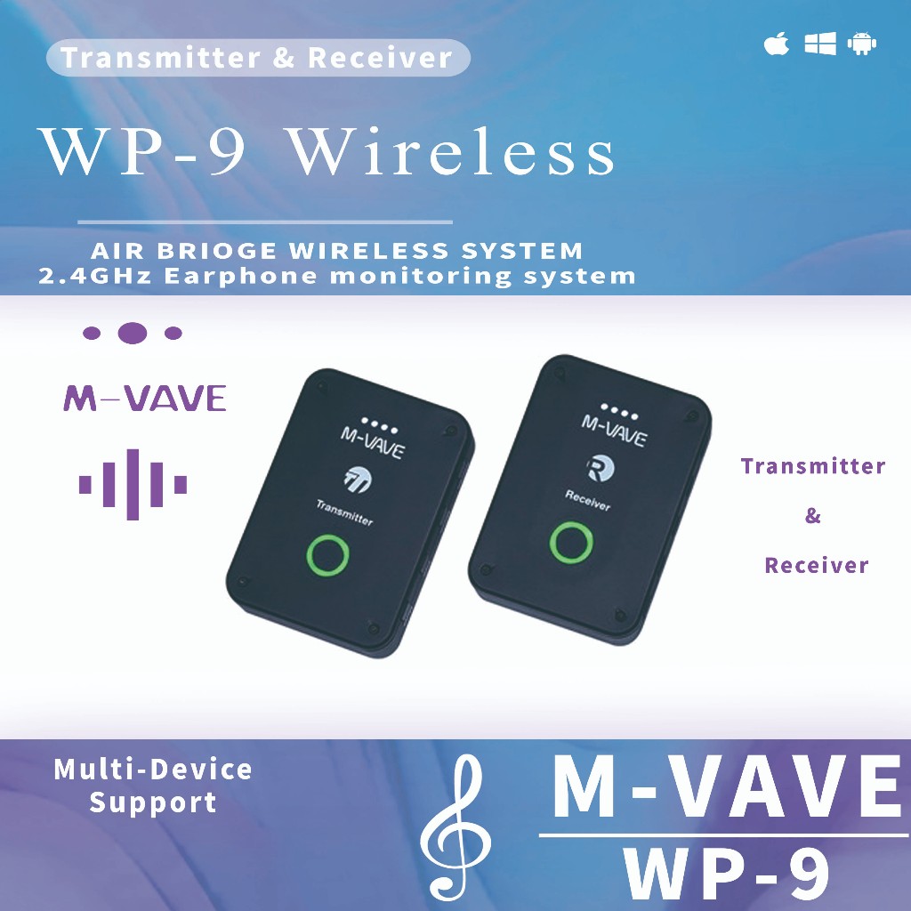 【การจัดส่งในท้องถิ่น】M-VAVE WP-9 2.4G หูฟังไร้สายแบบชาร์จไฟได้ Monitor Transmitter Receiver พร้อมระดับเสียงรองรับสเตอริโอ Mono Mute ฟังก์ชั่น