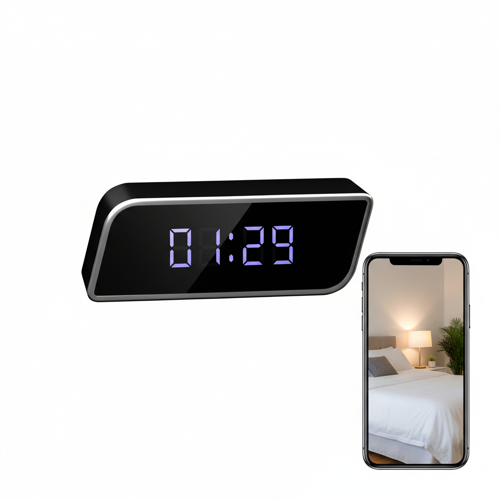 1080P FHD นาฬิกาปลุกกล้อง 2-in-1 มินิกล้อง Night Vision สมาร์ทโฮมวิดีโอการบันทึกแบบเรียลไทม์