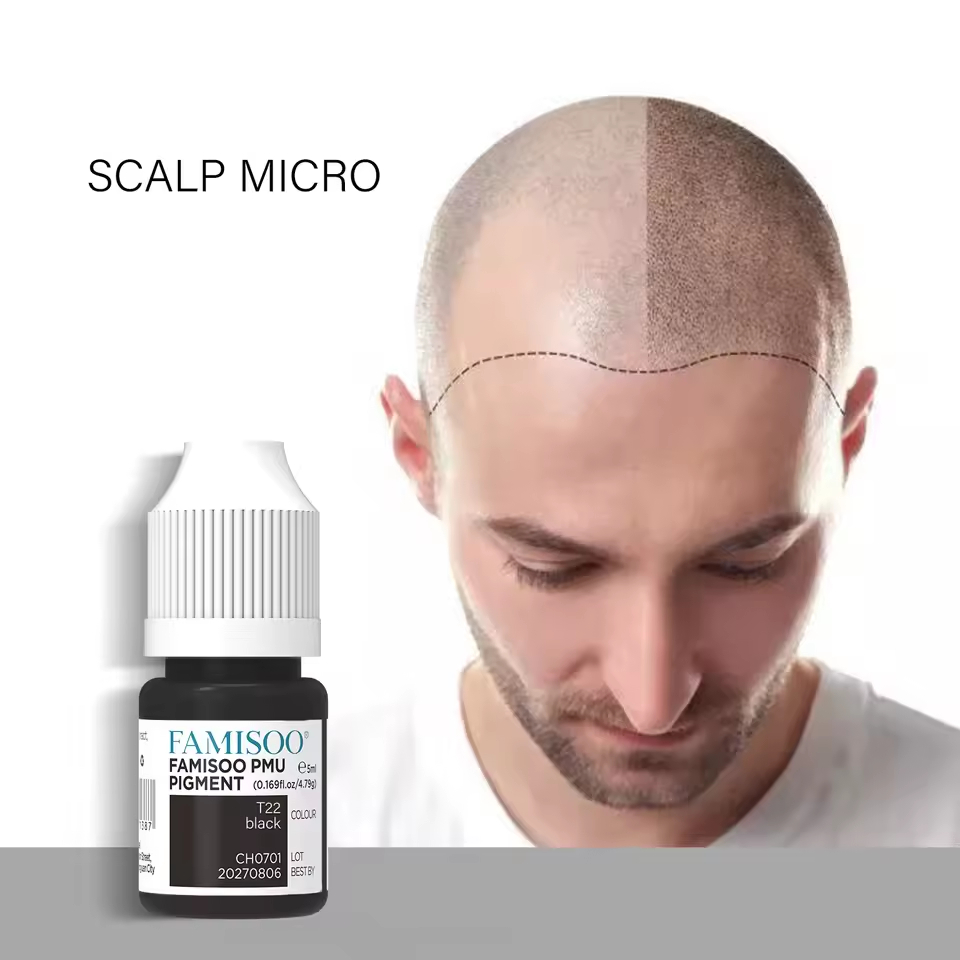 FAMISOO 5ML SMP หนังศีรษะเม็ดสี 7 สีสีดําหนังศีรษะ Tattoo Pigments Microblading Hairline SMP หมึกสัก Liquid Body Art