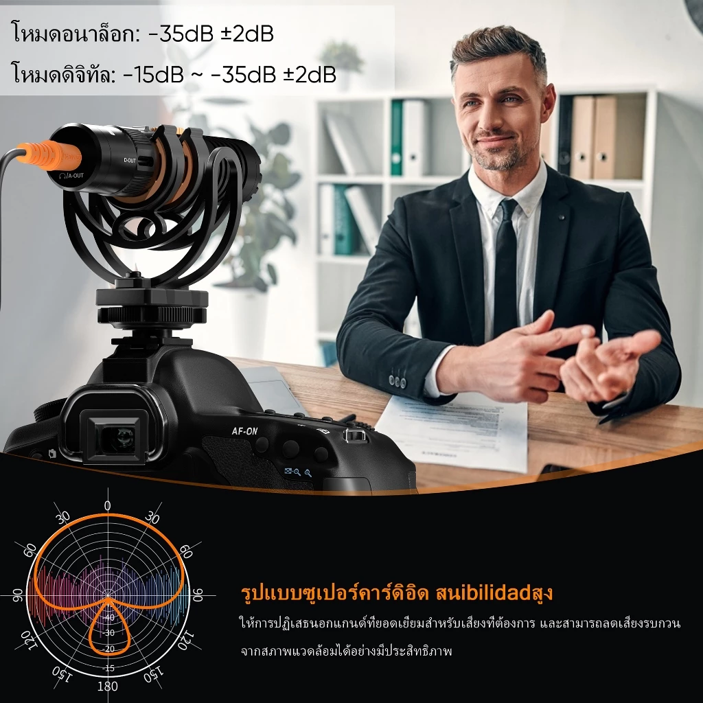 COMICA VM10 Pro Shotgun Microphone Plug and Play แบบไม่มีแบตเตอรี่พร้อม Shock Mount, Gain Control และ Wind Muff, ไมโครโฟนวิดีโอสําหรับสมาร์ทโฟน, กล้อง DSLR, Comp thumbnail 3