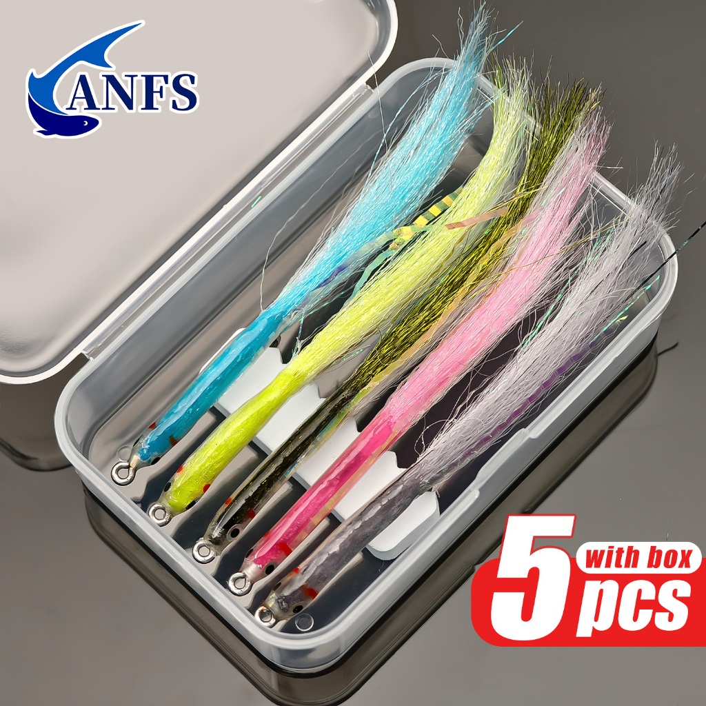 เซต5ชิ้นสำหรับตกปลา: ล่อปลาไหลและปลาเทราท์, สีสันสดใส, ตะขอสแตนเลส, เหมาะสำหรับทะเลและแม่น้ำ