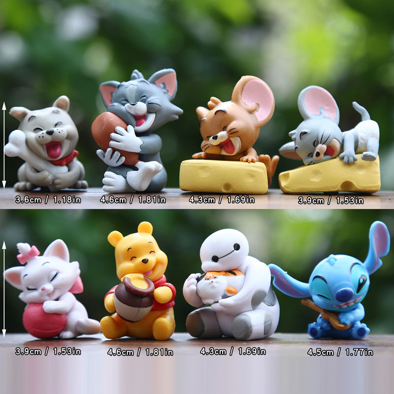 8 ชิ้นแมวและหนูน่ารักชีสธีมมินิตัวเลขการกระทําแดชบอร์ดรถเดสก์ท็อปตกแต่งเค้ก Topper การ์ตูนสะสมเครื่องประดับ
